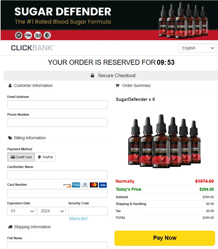 Sugar Defender - Order Page